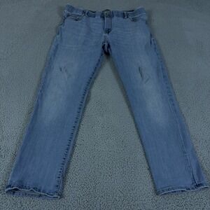 Lee Extreme Motion Jeans Mens 40x32 Blue Straight Fit Tapered Leg Light Wash